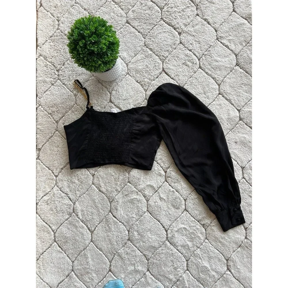 DAIMARAN Oxford Women's Two-Piece Set Top Long Sleeve + Skirt Black S - Picture 5 of 7